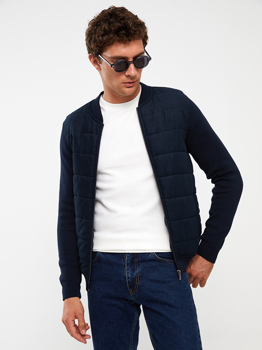 Slim Fit College Collar Men Knitwear Coat