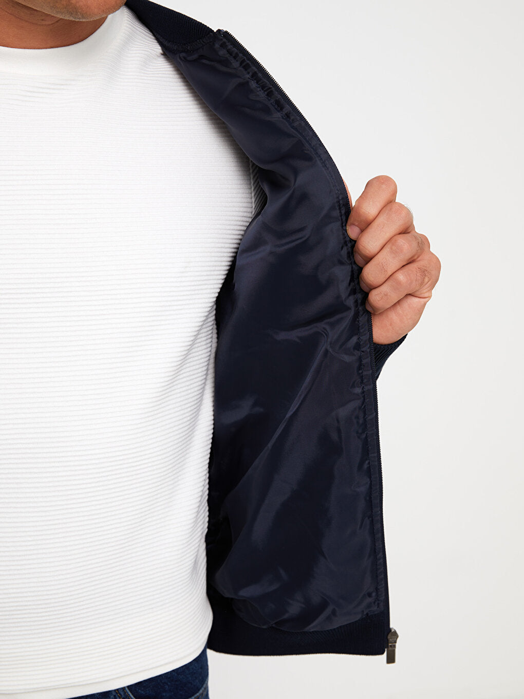 Slim Fit College Collar Men Knitwear Coat