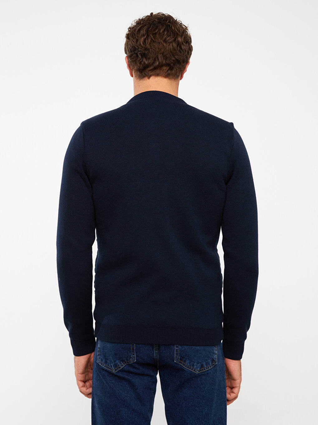 Slim Fit College Collar Men Knitwear Coat