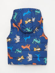 Hooded Printed Baby Boy Puffer Vest