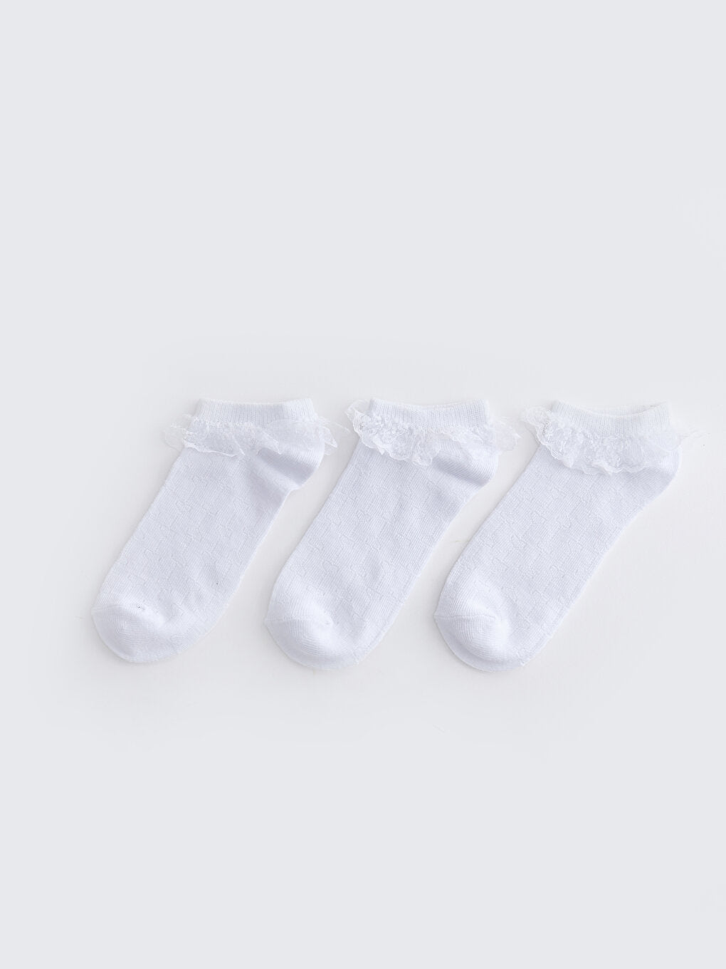 Self-Patterned Girls Booties Socks 3-Piece