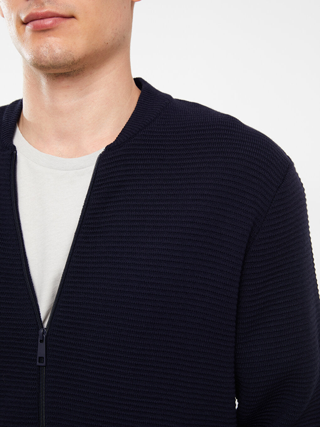 Standard Pattern College Collar Men Knitwear Cardigan