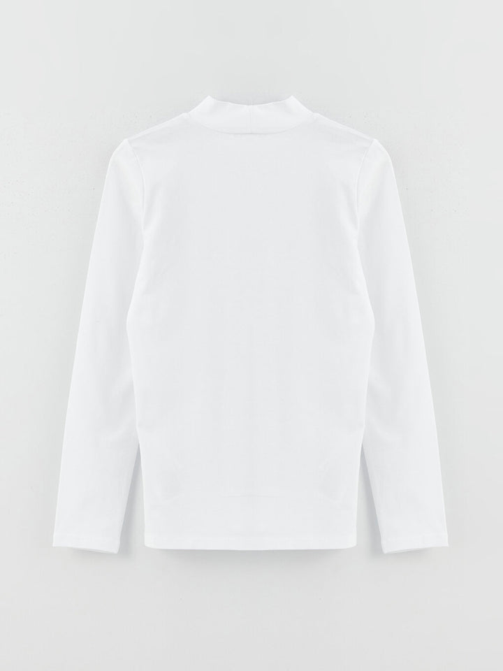 Half Turtleneck Basic Long Sleeve Girls T-Shirt