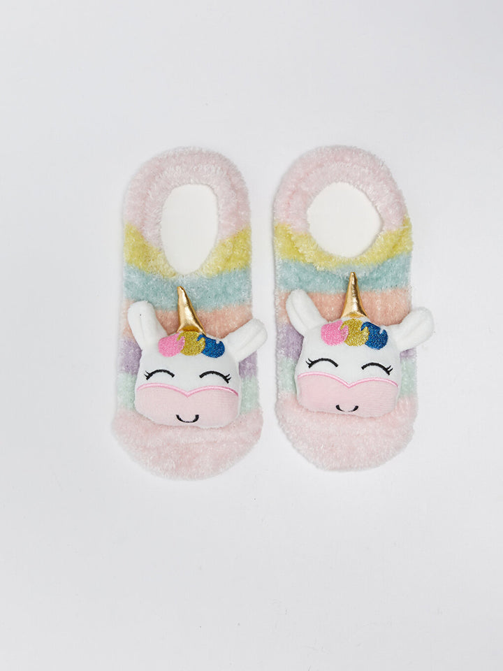 Appliqued Embroidered Girls Home Socks