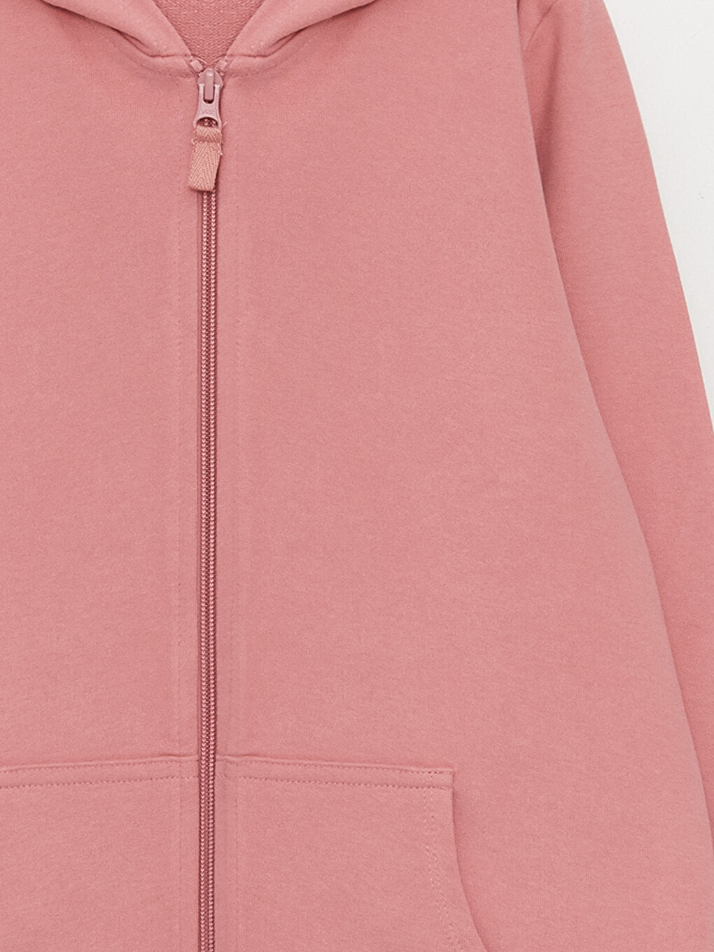 Hooded Basic Long Sleeve Girls Zippered Sweatshirt