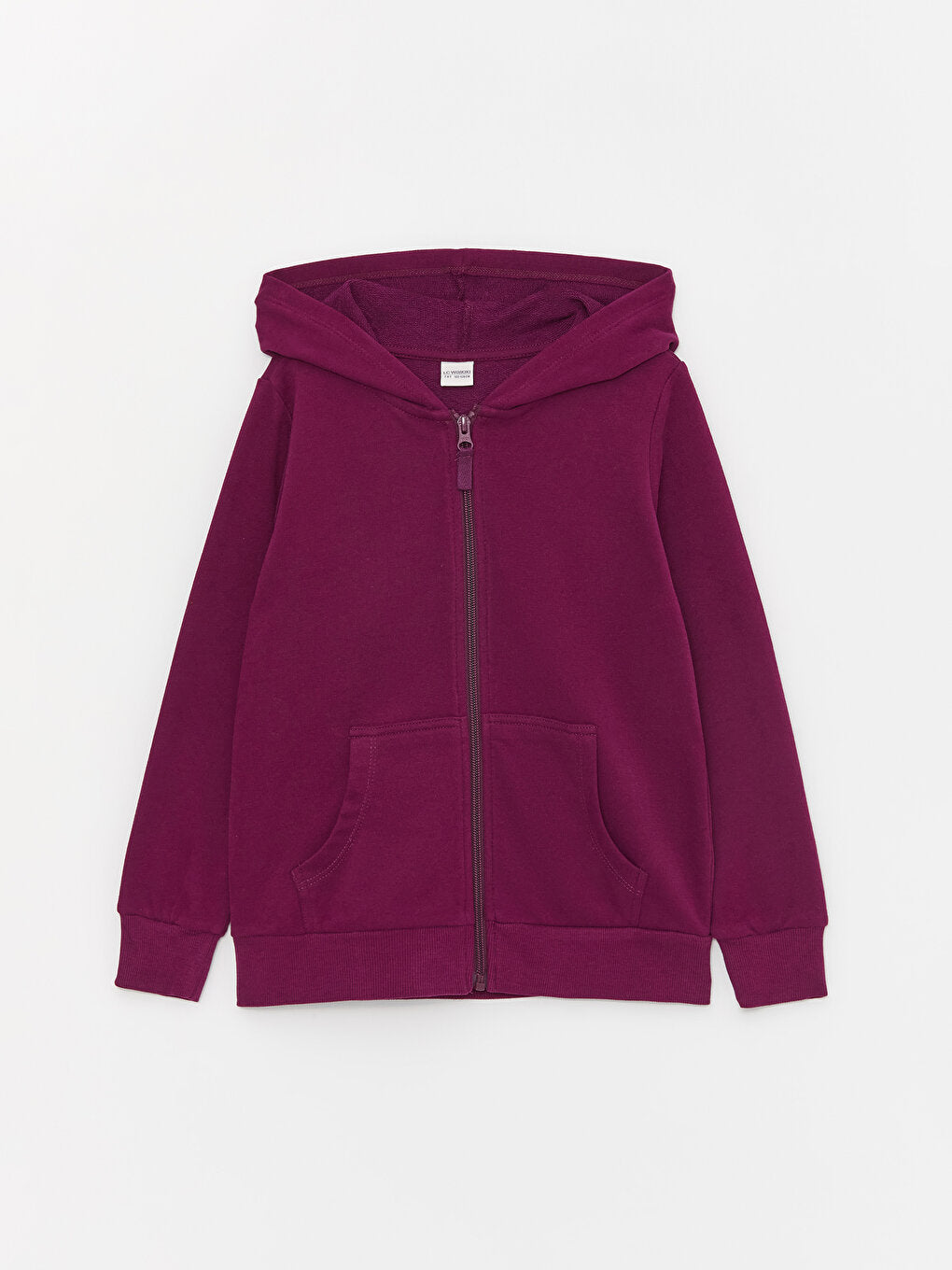 Hooded Basic Long Sleeve Girls Zippered Sweatshirt