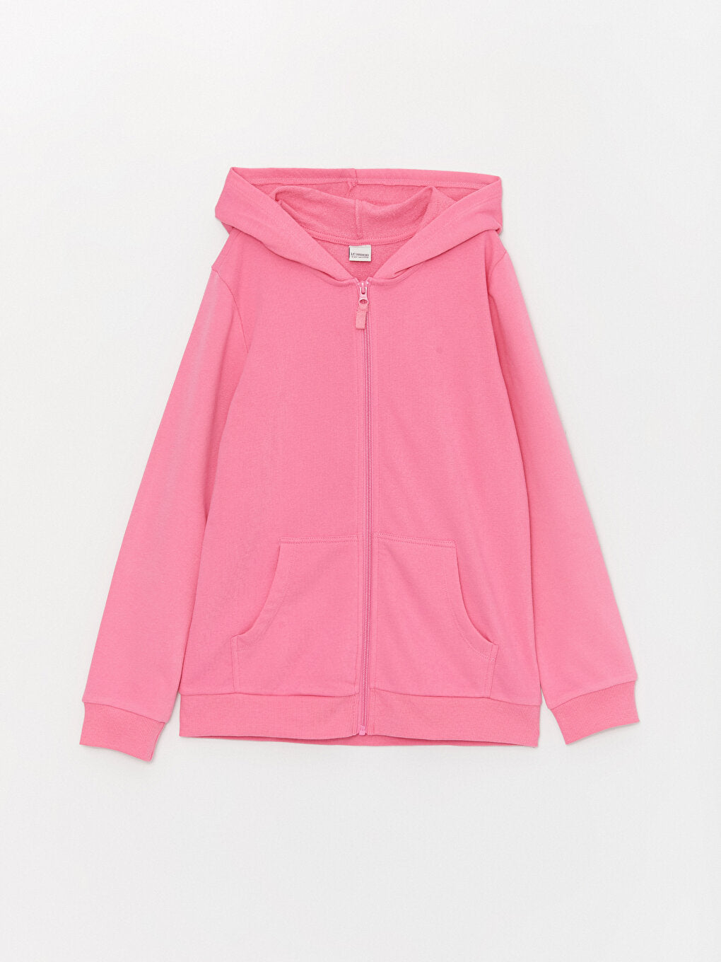 Hooded Basic Long Sleeve Girls Zippered Sweatshirt