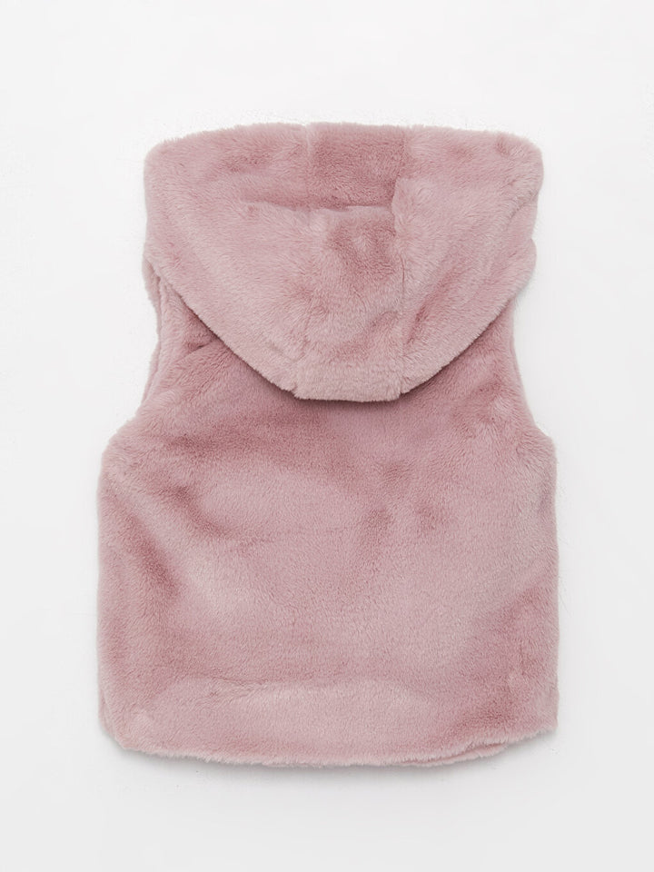 Hooded Plush Girls Vest