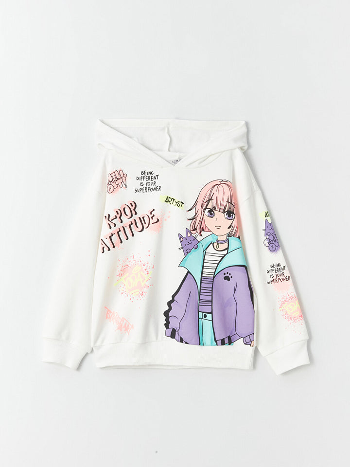 Printed Long Sleeve Girls Hoodie