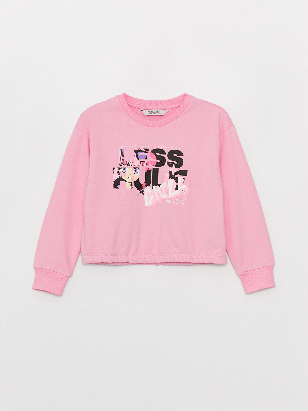 Crew Neck Printed Long Sleeve Girls Sweatshirt