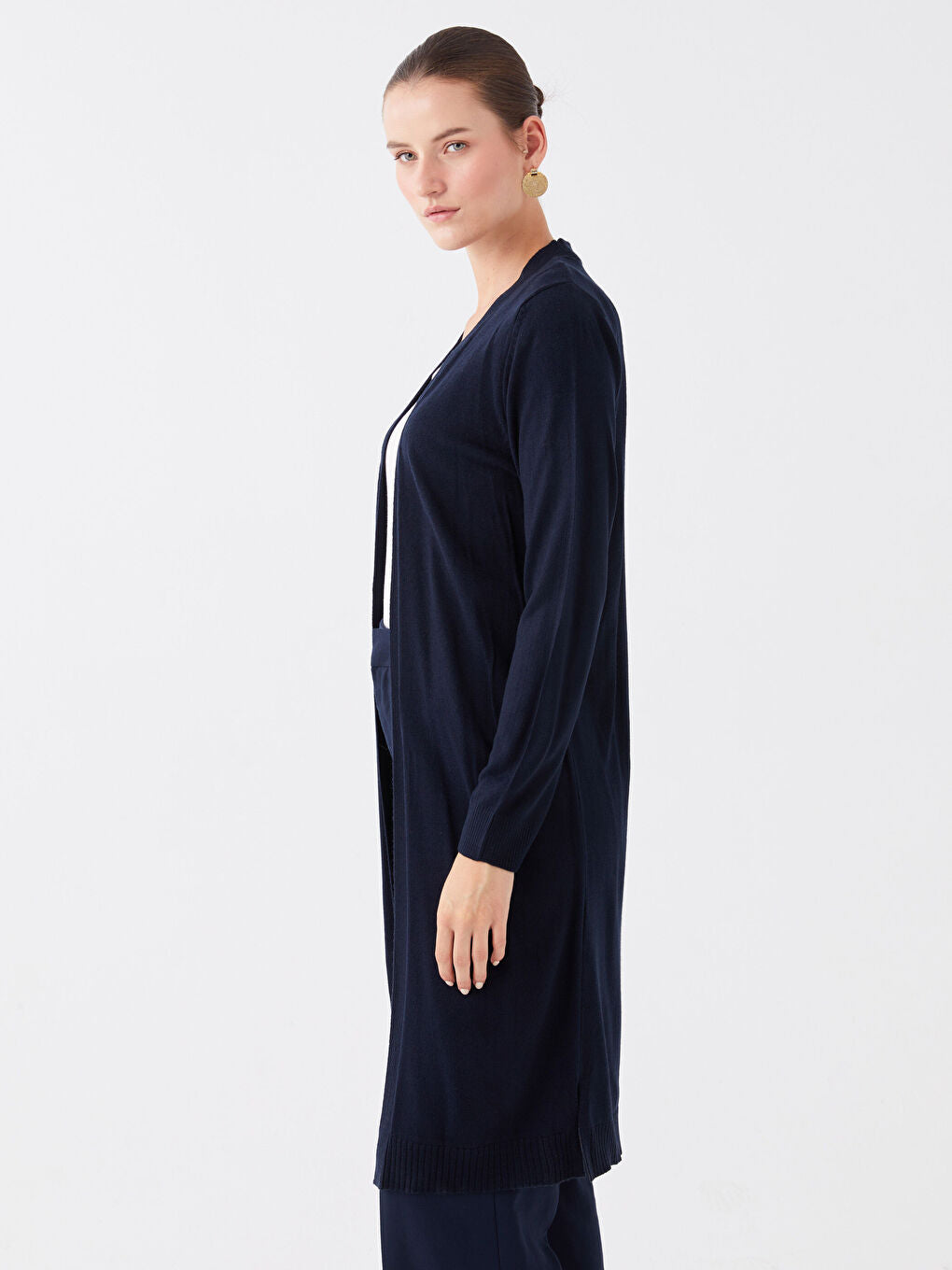 Shawl Collar Plain Long Sleeve Women Knitwear Cardigan