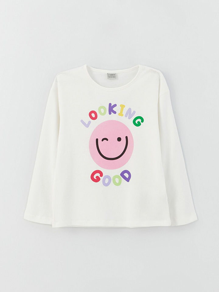 Lcw Kids
 Crew Neck Printed Long Sleeve Girl T-Shirt