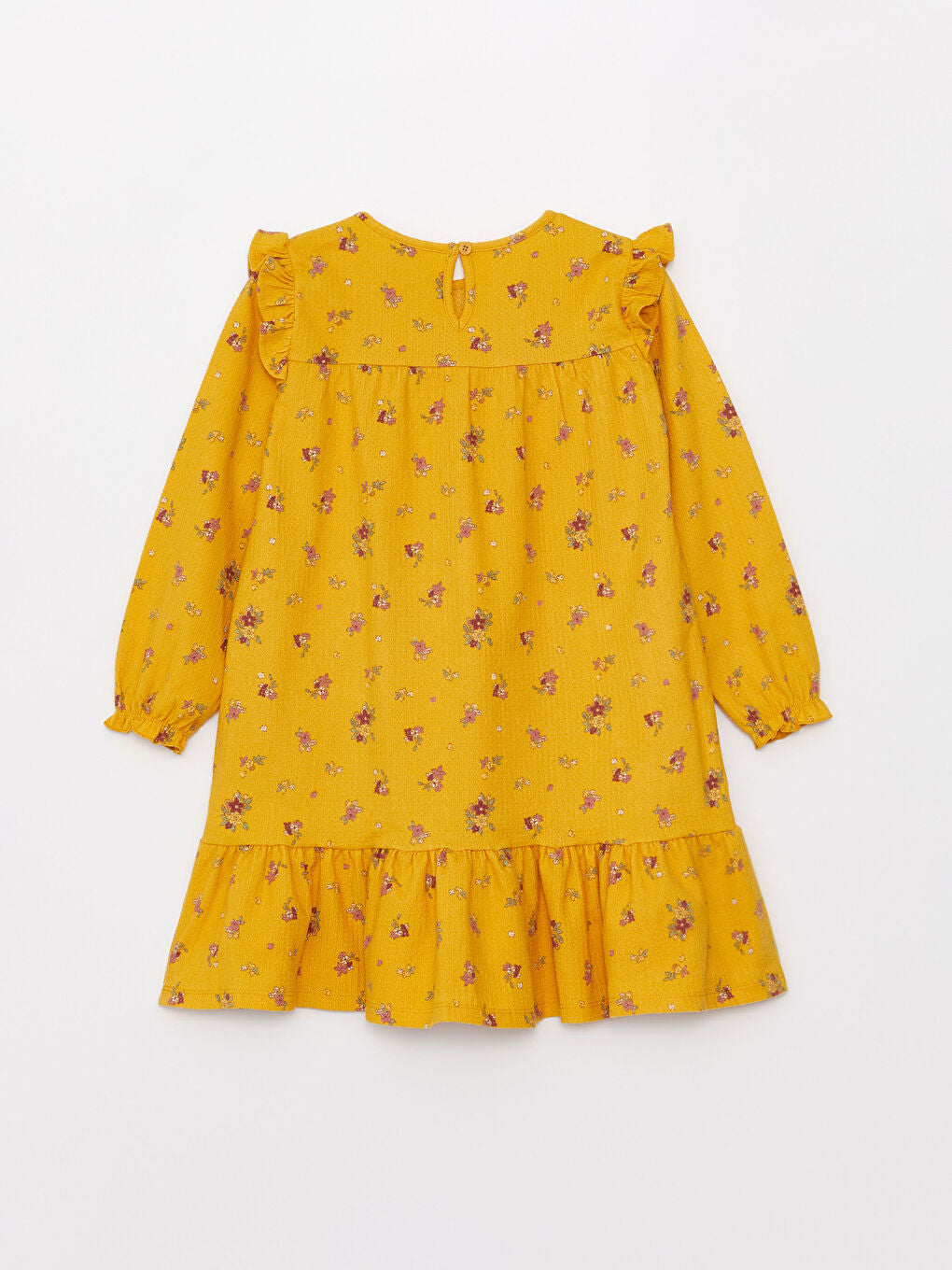 Crew Neck Patterned Long Sleeve Girls Dress