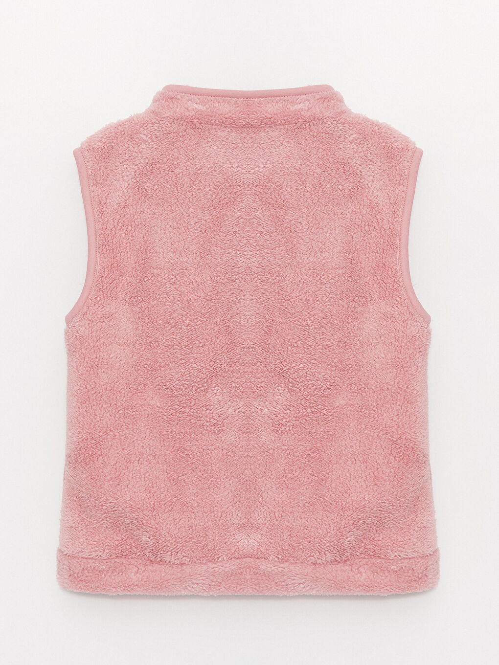 High Collar Plush Girls Zippered Vest