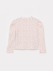 High Collar Patterned Long Sleeve Girls T-Shirt