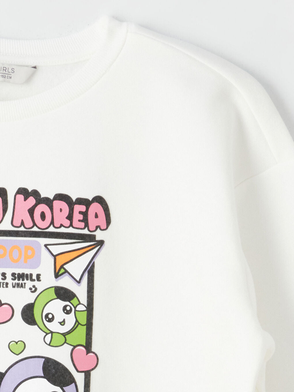Crew Neck K-Pop Printed Long Sleeve Girls Sweatshirt Anime