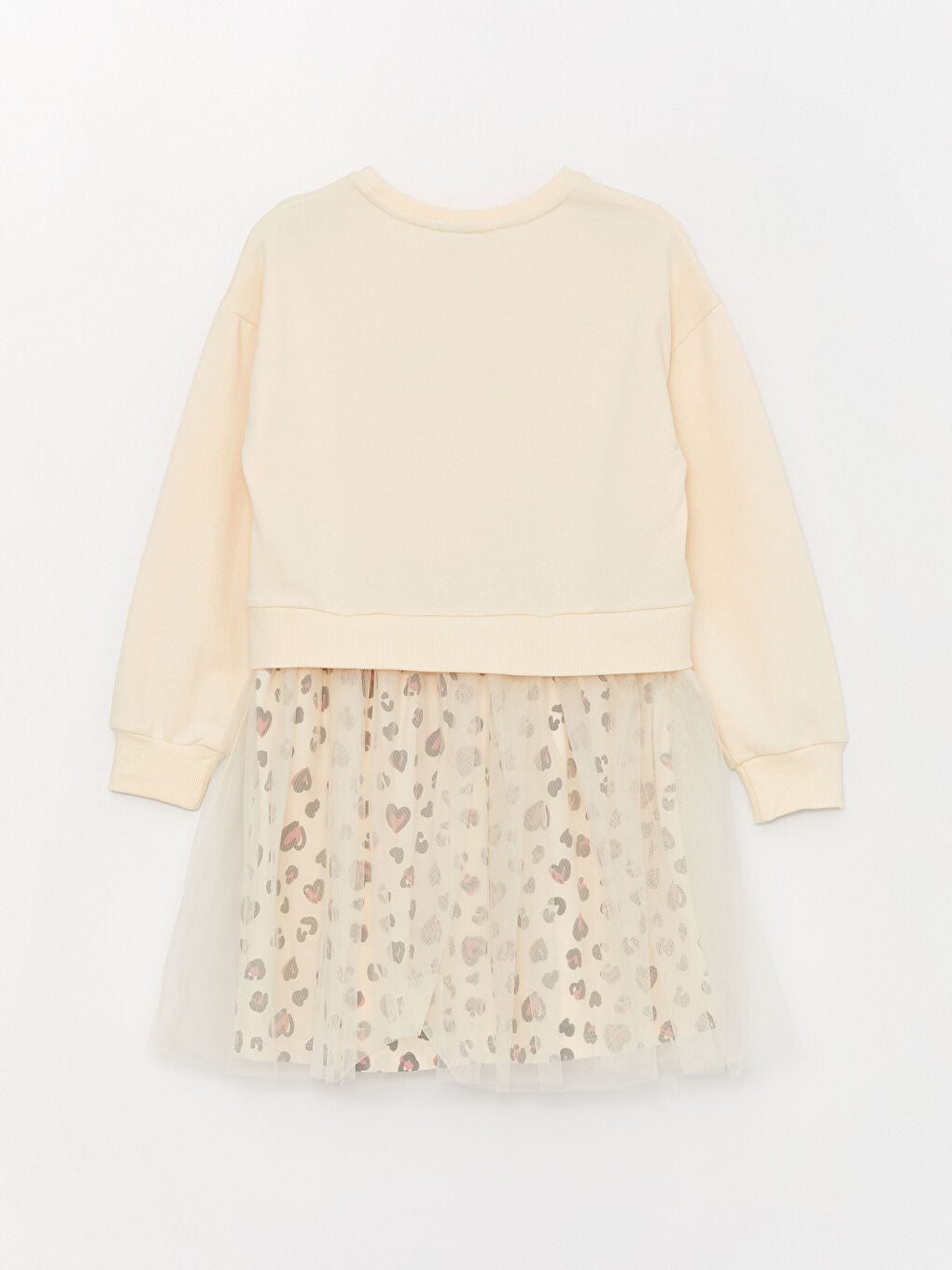 Crew Neck Printed Long Sleeve Girls Dress
