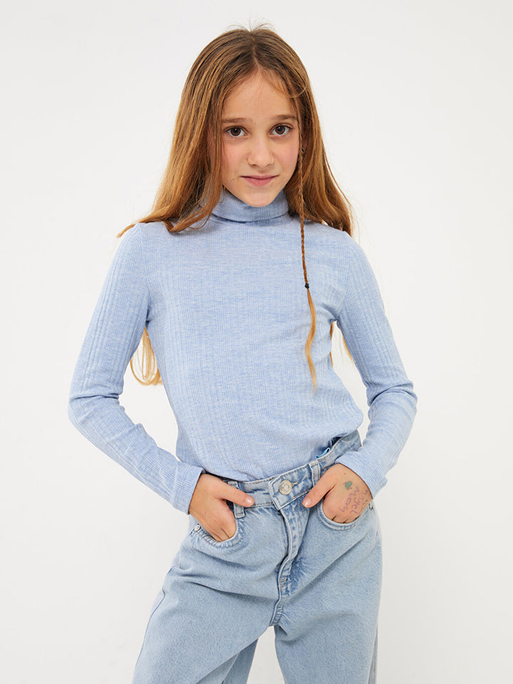 Turtleneck Long Sleeve Girls T-Shirt