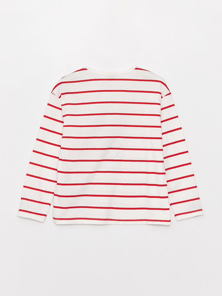 Crew Neck Striped Long Sleeve Girls T-Shirt