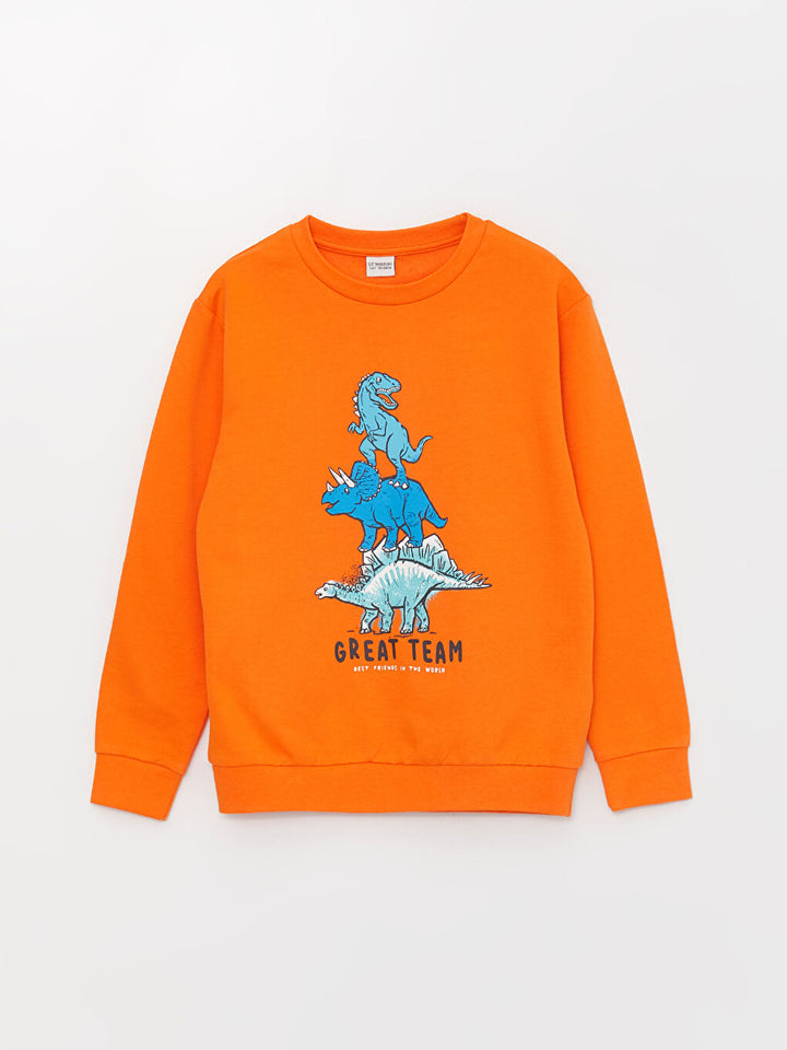 Crew Neck Printed Long Sleeve Boys Sweatshirt