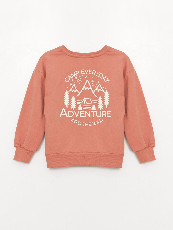 Crew Neck Printed Long Sleeve Girls Sweatshirt