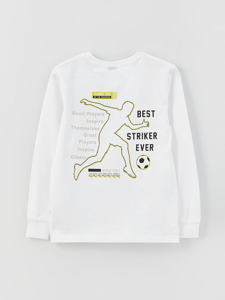 Crew Neck Printed Long Sleeve Boys' T-Shirt