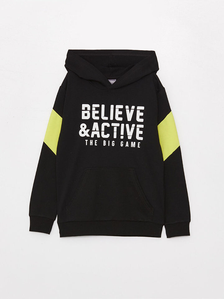 Hooded Printed Long Sleeve Boys Sweatshirt