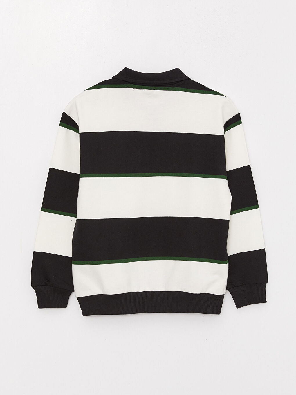 Comfortable Fit Polo Neck Striped Boys Sweatshirt