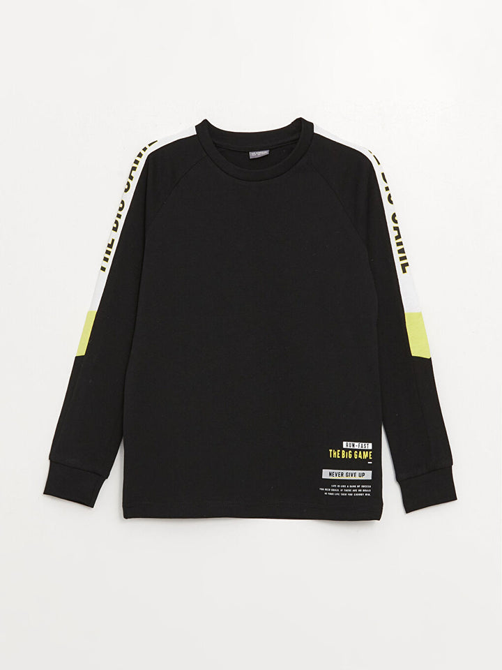 Crew Neck Printed Long Sleeve Boys' T-Shirt