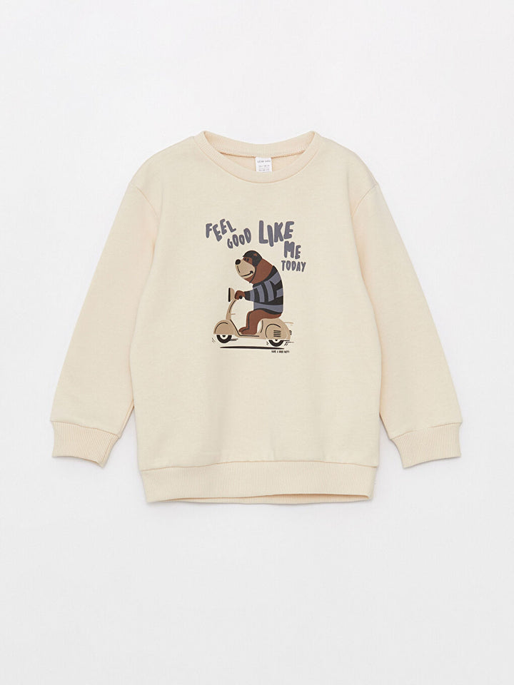 Crew Neck Printed Long Sleeve Baby Boy Sweatshirt