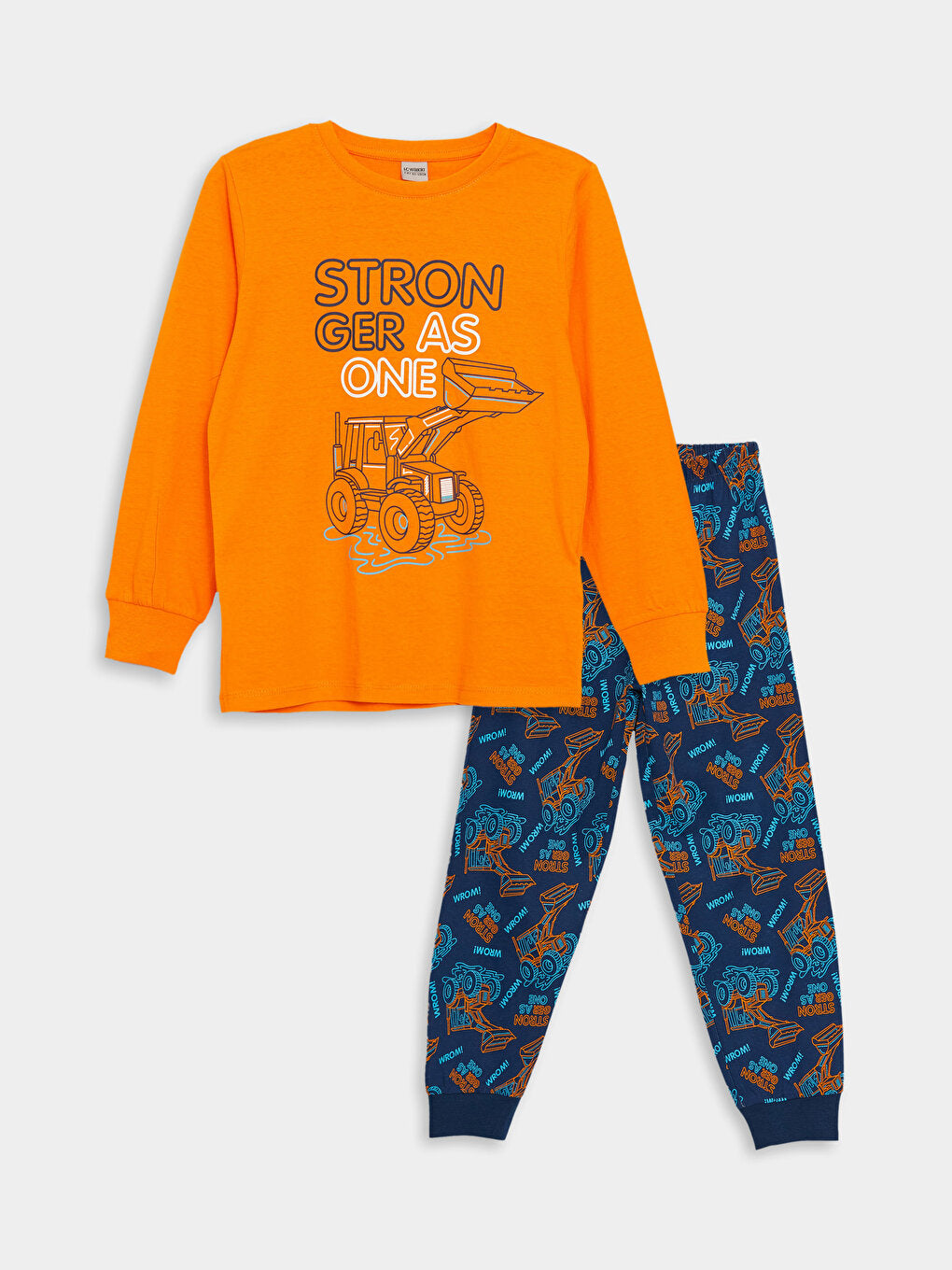 Crew Neck Printed Long Sleeve Boys Pajama Set