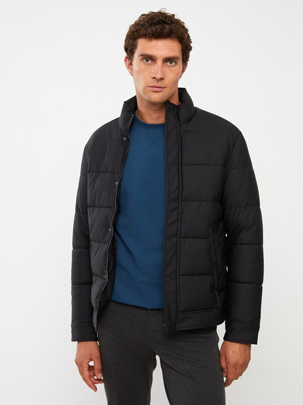 Standard Mold Stand Collar Men Puffer Coat