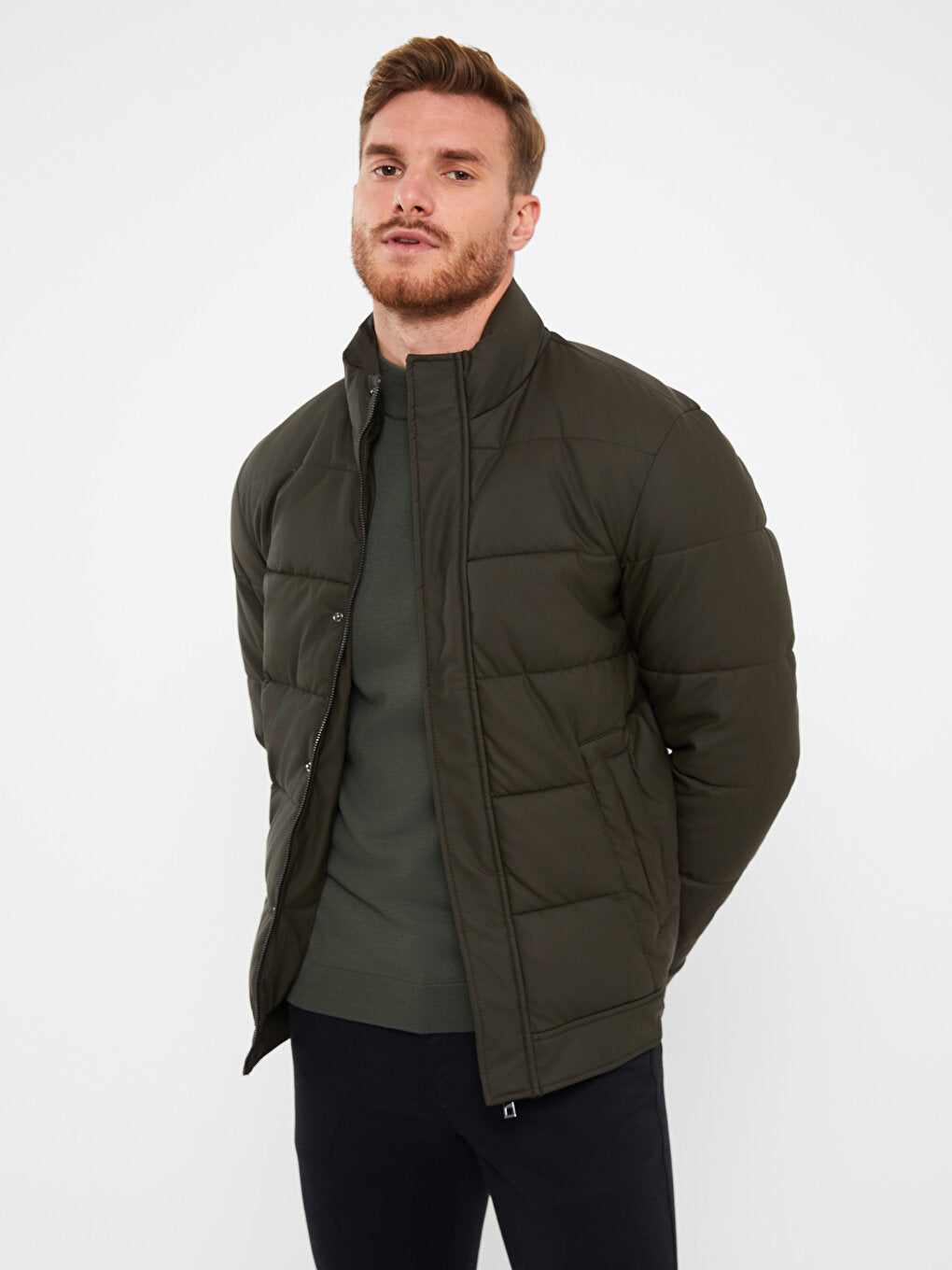 Standard Mold Stand Collar Men Puffer Coat