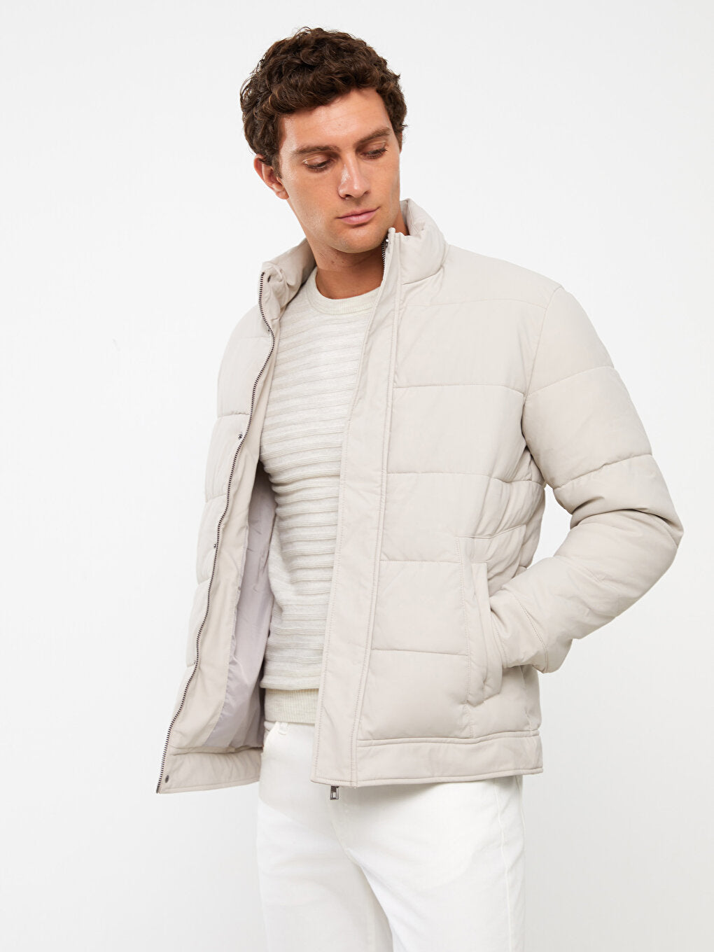 Standard Mold Stand Collar Men Puffer Coat