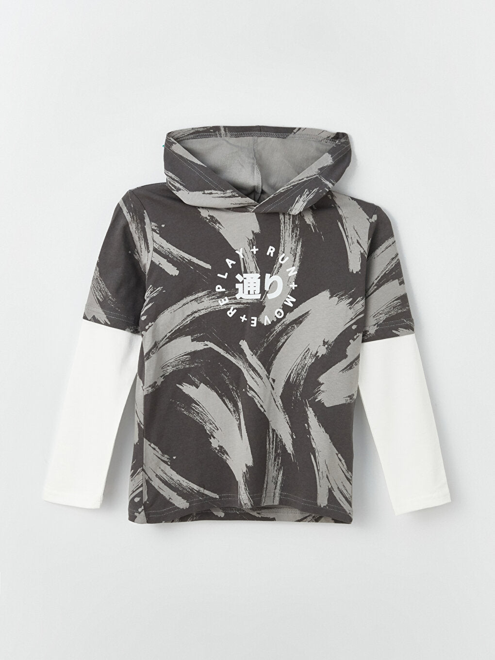 Hooded Printed Long Sleeve Boys T-Shirt