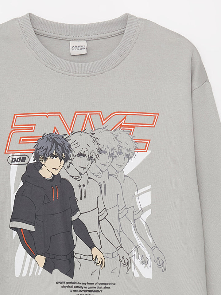 Crew Neck Printed Long Sleeve Boys T-Shirt