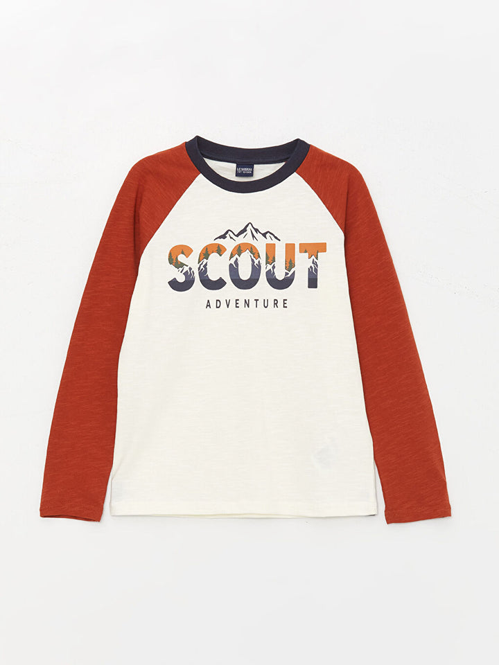 Crew Neck Printed Long Sleeve Boys' T-Shirt