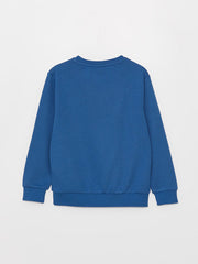 Crew Neck Embroidered Long Sleeve Boys Sweatshirt