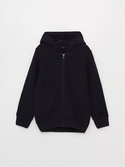 Hooded Basic Long Sleeve Boys Knitwear Cardigan