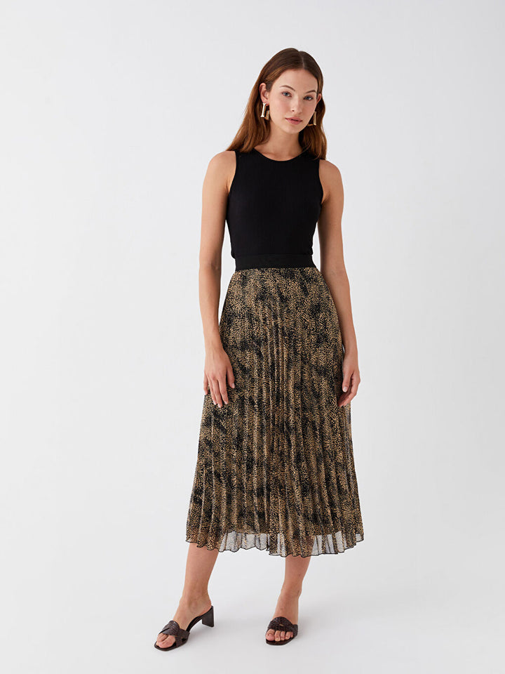 Patterned Women Skirt With Elastic Waist