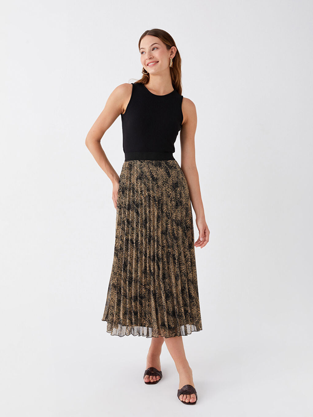 Patterned Women Skirt With Elastic Waist