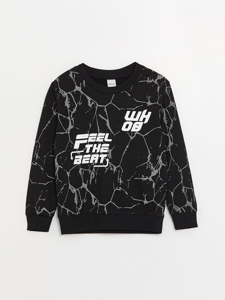 Crew Neck Printed Long Sleeve Boys Sweatshirt