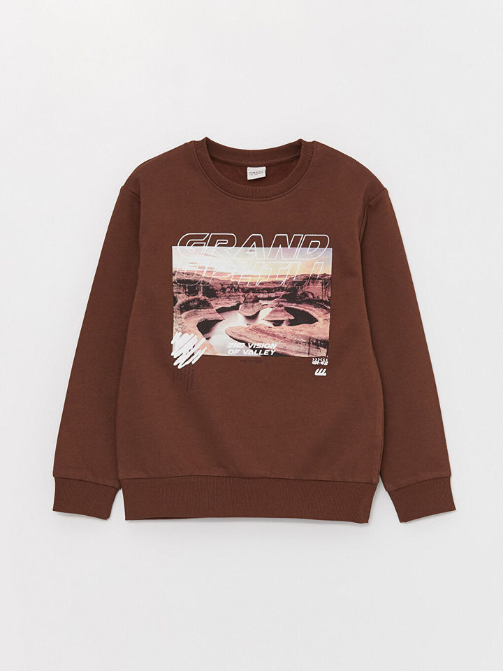 Crew Neck Printed Long Sleeve Boys Sweatshirt