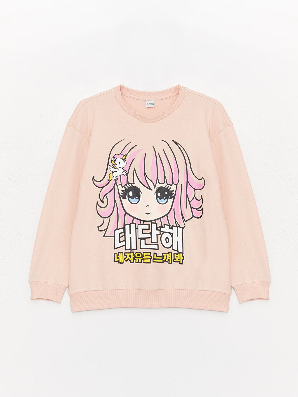 Crew Neck Long Sleeve Printed Girls Sweatshirt And Leggings Trousers