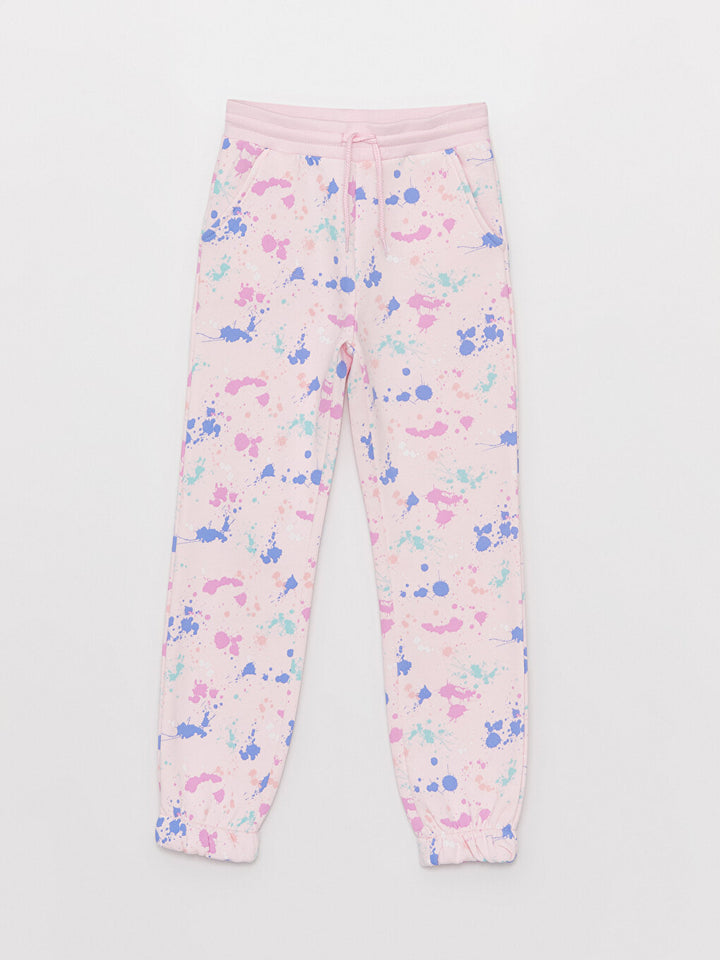 Patterned Girls Jogger Sweatpants With Elastic Waist