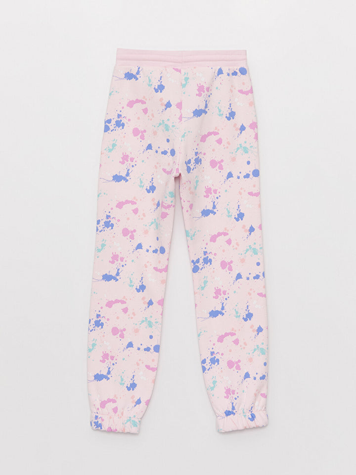 Patterned Girls Jogger Sweatpants With Elastic Waist