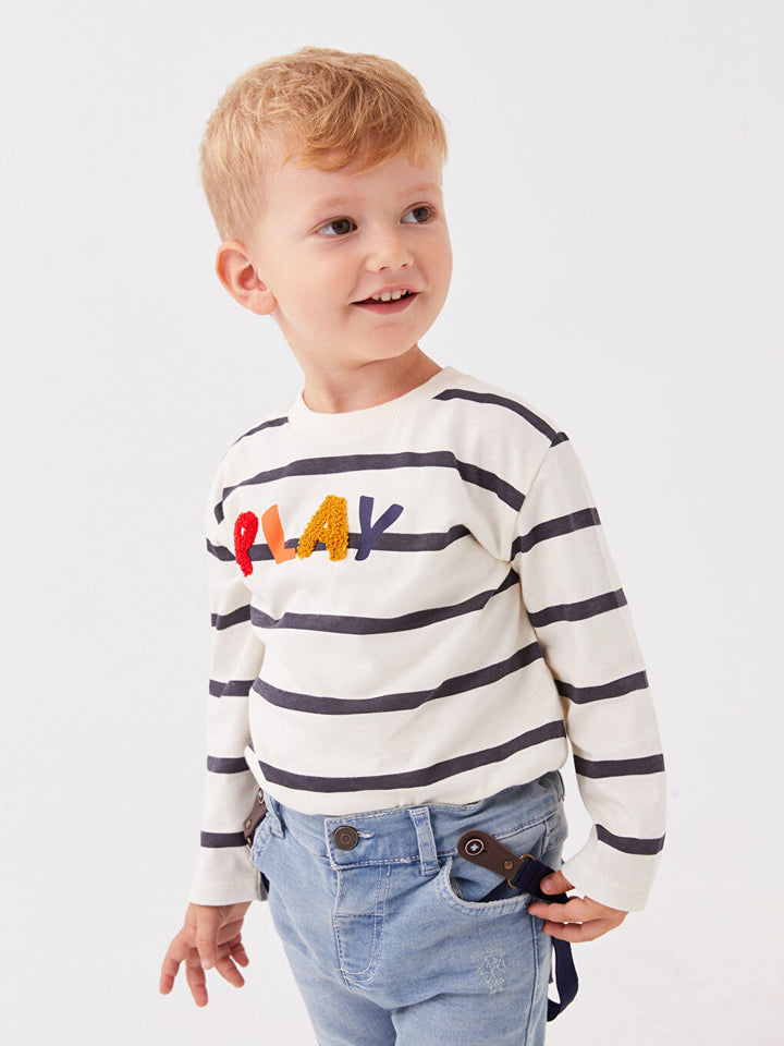 Crew Neck Long Sleeve Striped Baby Boy T-Shirt