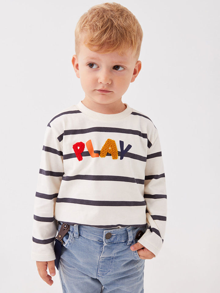 Crew Neck Long Sleeve Striped Baby Boy T-Shirt