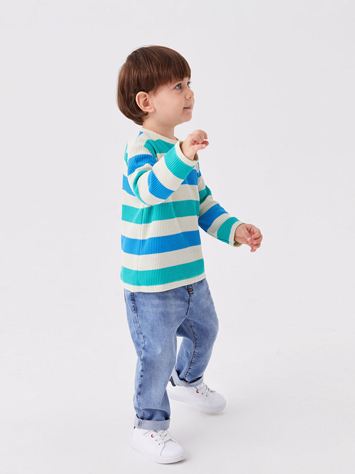 Crew Neck Long Sleeve Striped Baby Boy T-Shirt