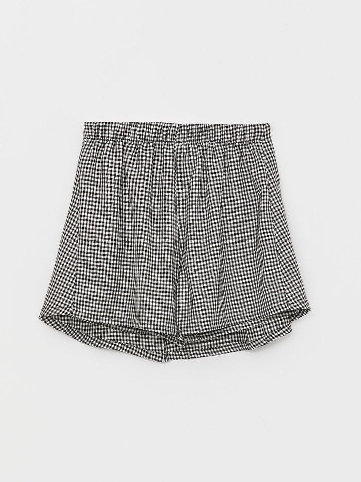 Plaid Girls Shorts Skirt With Elastic Waist